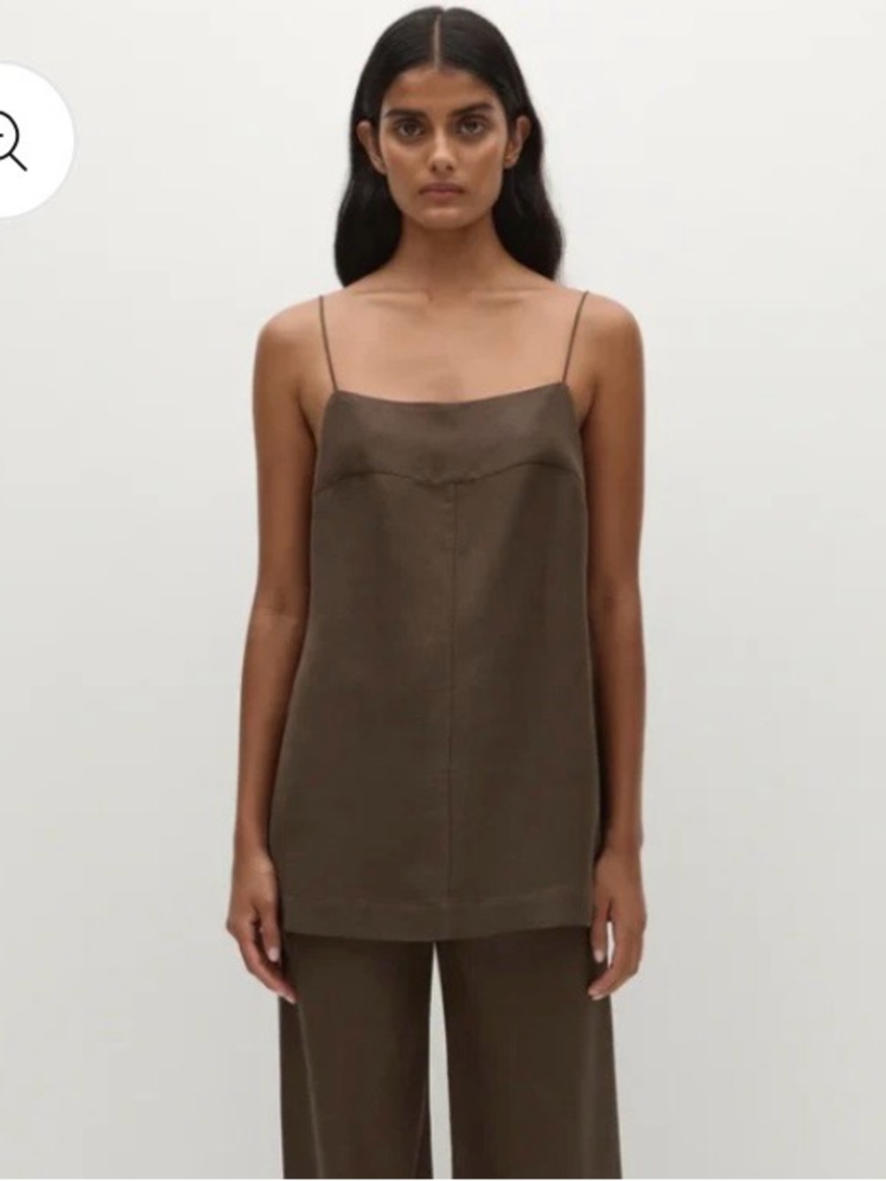 Faithfull the Brand Olive Brown Spaghetti-Strap Square-Neck Camisole